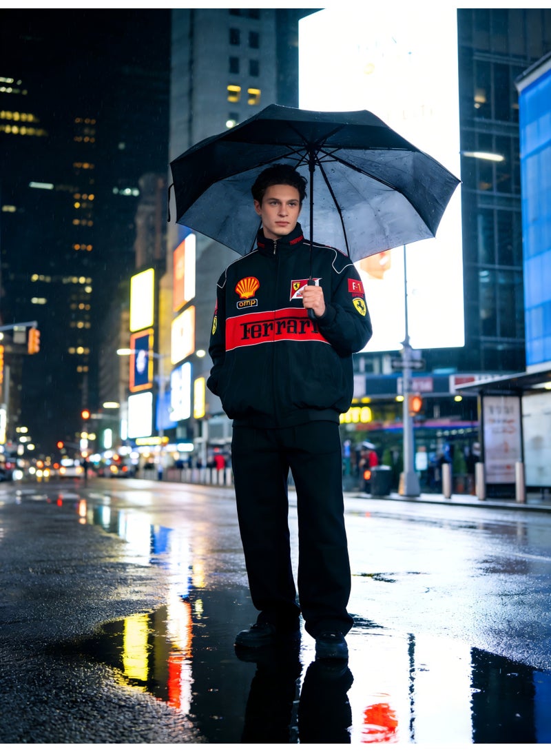 اف 1 نمط خمر مطرز F1 سباق سترة قذيفة سوداء قذيفة سوداء - Image 4